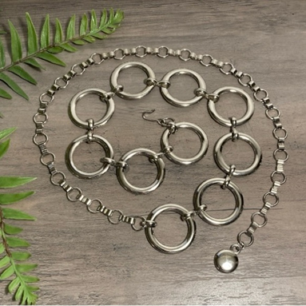 Vintage Silver Circle Link Chain Belt Adjustable